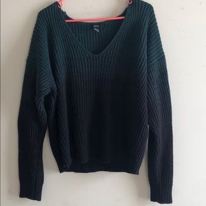 Ombré Blue/Black V-Neck Sweater